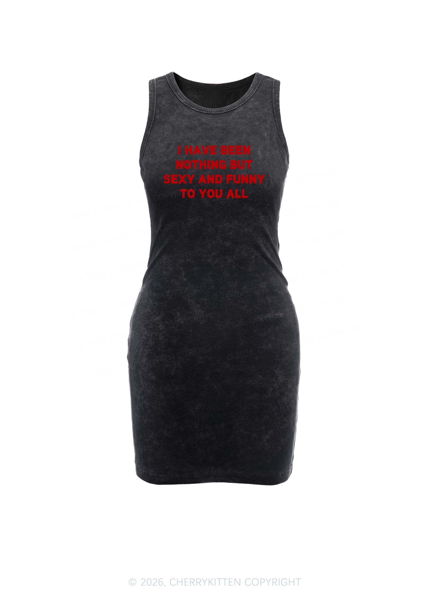 I Have Been Funny Y2K Washed Tank Dress Cherrykitten