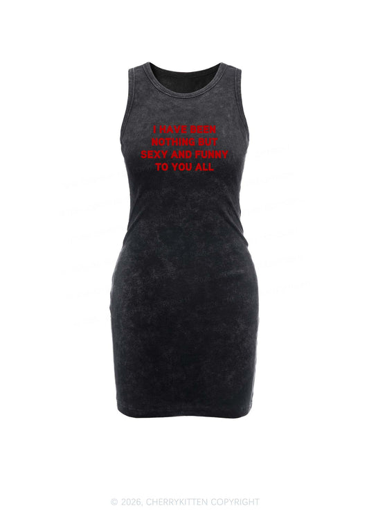 I Have Been Funny Y2K Washed Tank Dress Cherrykitten
