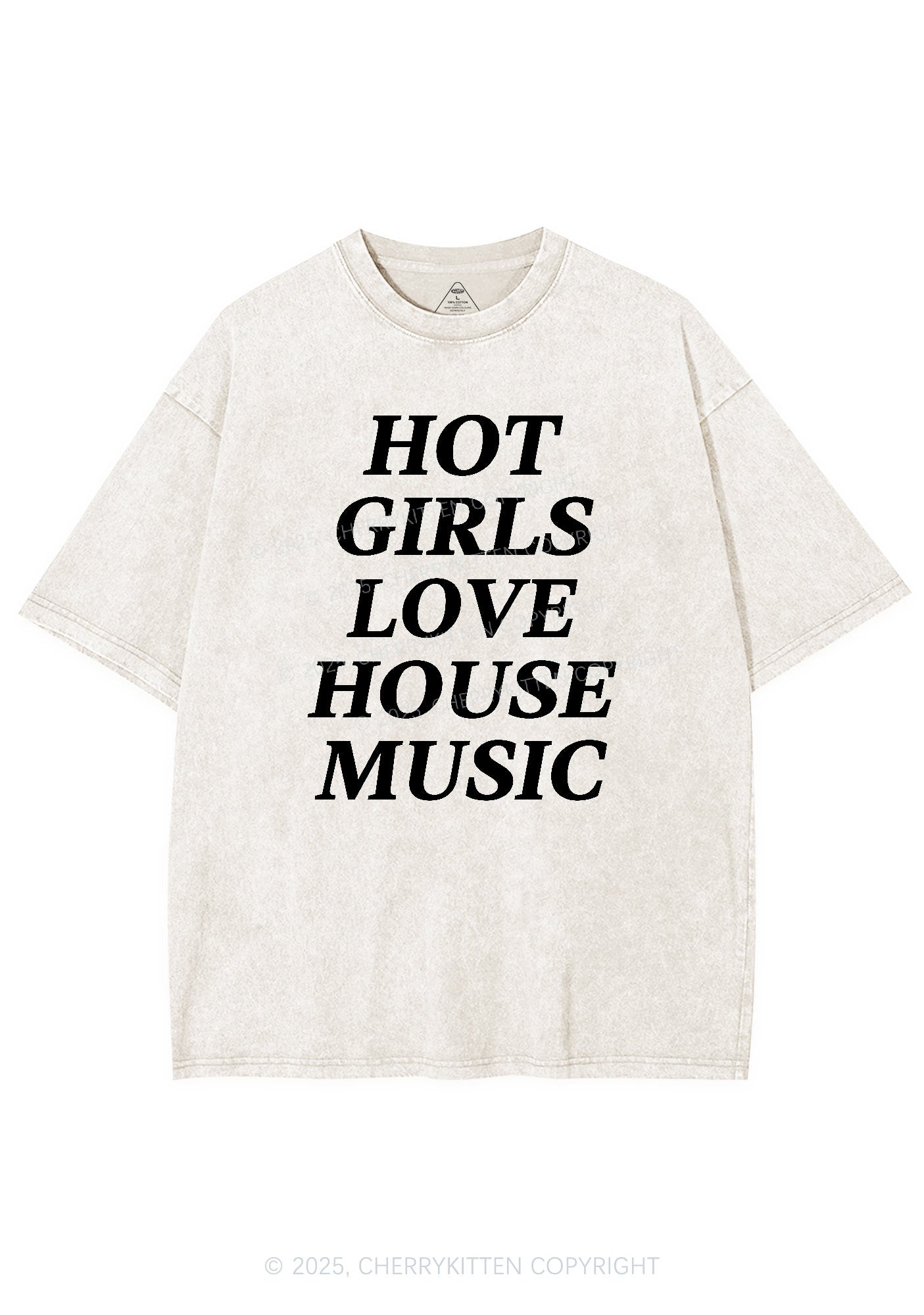 Girls Love House Music Y2K Shirts Washed Tee Cherrykitten