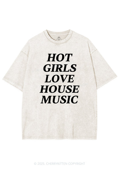 Girls Love House Music Y2K Shirts Washed Tee Cherrykitten
