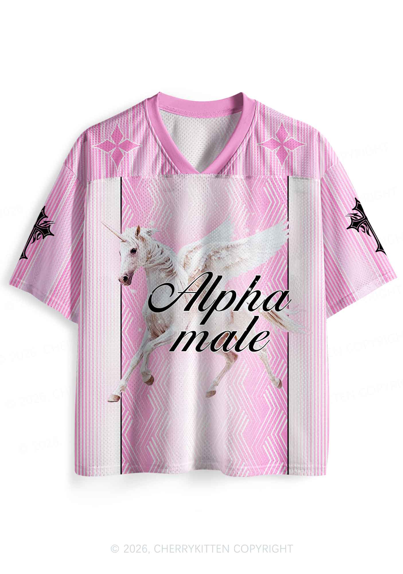 Pink Alpha Male Unicorn Pride Y2K Sport Jersey Shirts Cherrykitten