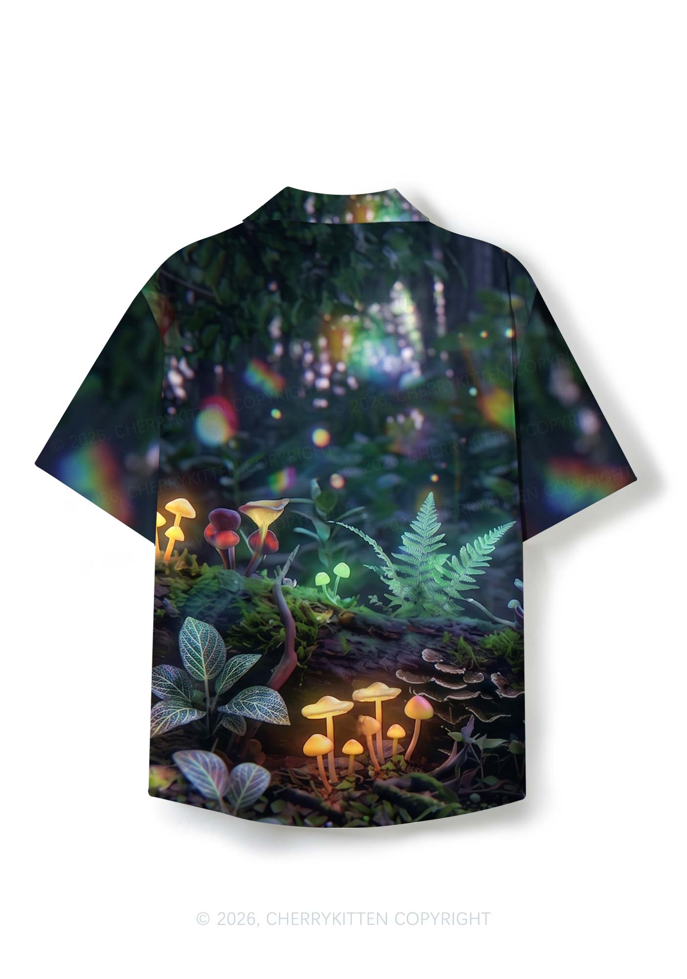 Glowing Rat On Mushroom Y2K Print Hawaiian Shirt Cherrykitten