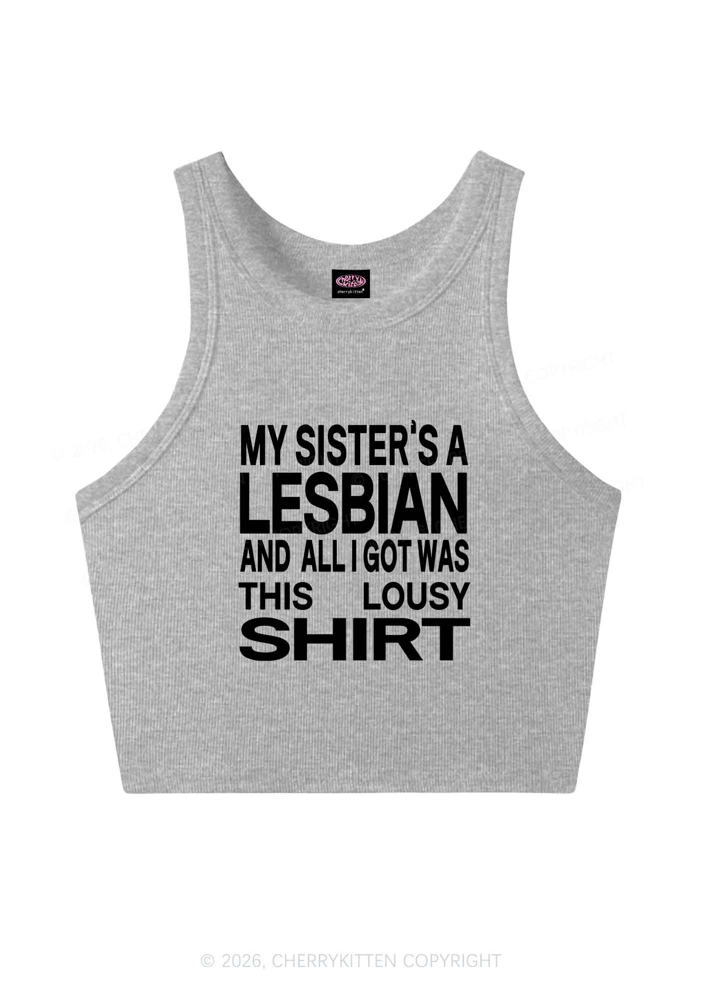 My Sisters A Lesbian Pride Y2K Crop Tank Top Cherrykitten