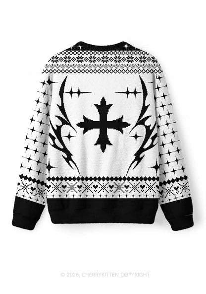 White Cxxt Y2K Christmas Knit Sweatshirt Cherrykitten