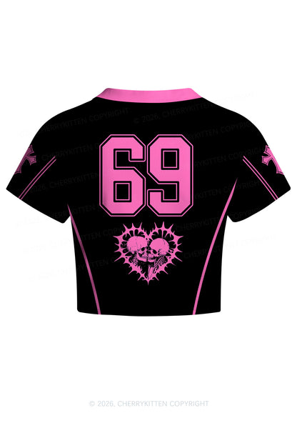 Hot Pink Better A Faggot Than A Fascist Pride Y2K Crop Football Jersey Shirts Cherrykitten