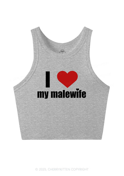 I Love My Malewife Pride Y2K Crop Tank Top Cherrykitten