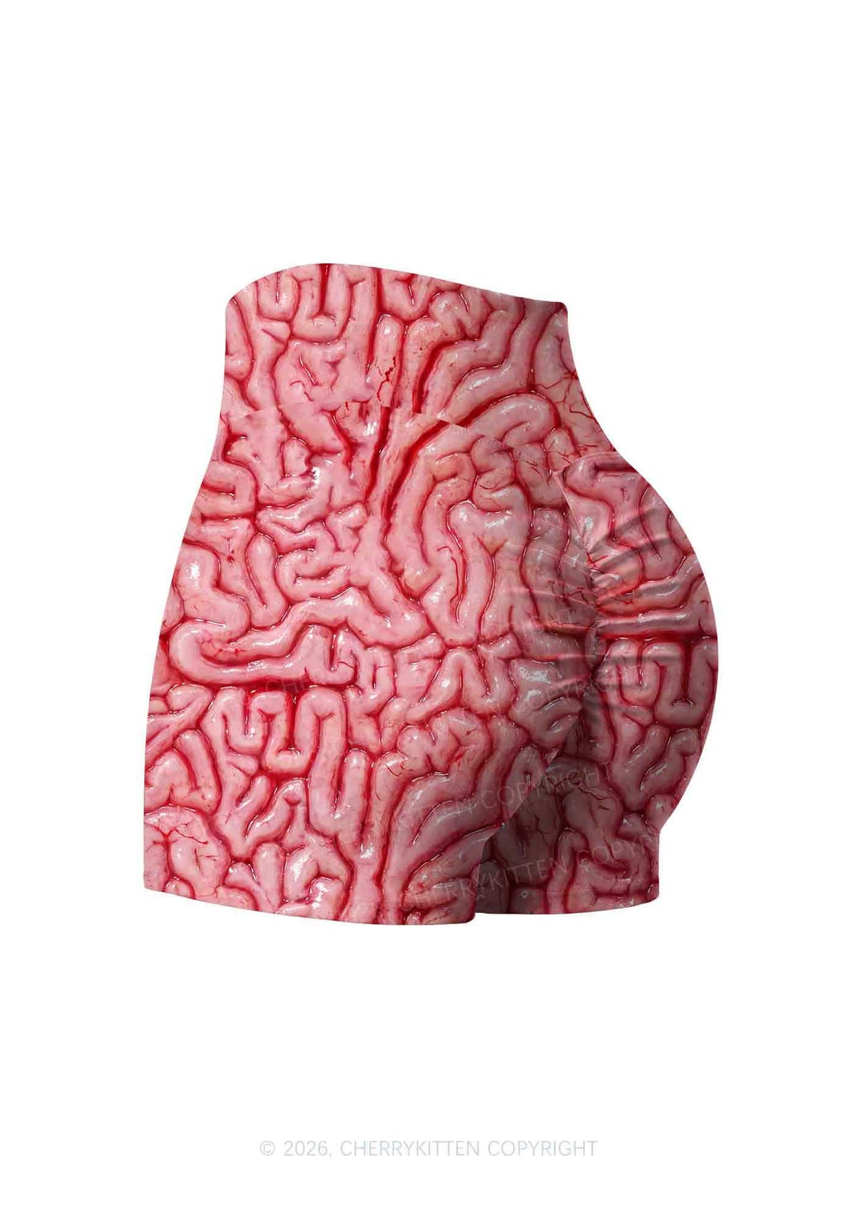 Halloween Fleshy Brain Texture Y2K Print Yoga Shorts Cherrykitten