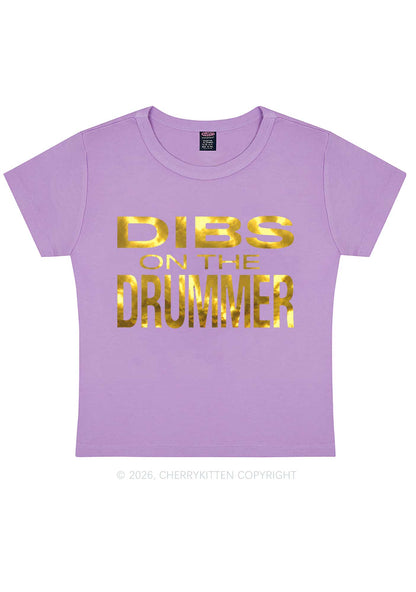 Dibs On The Drummer Silver Foil Printed Y2K Baby Tee Cherrykitten