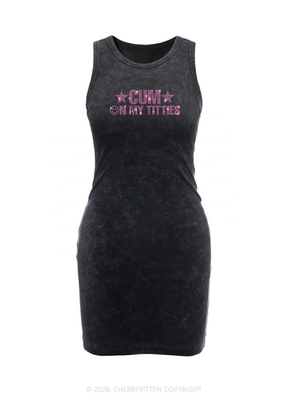 Rhinestone Cxm On My Txtties Y2K Washed Tank Dress Cherrykitten