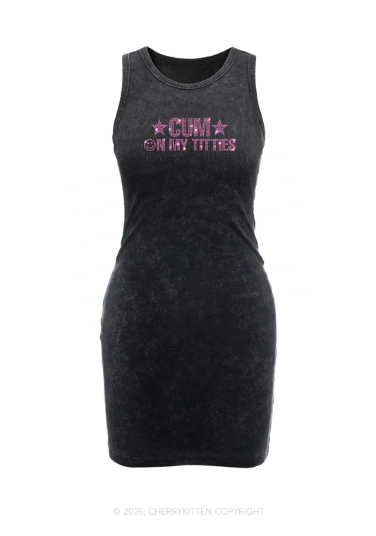 Rhinestone Cxm On My Txtties Y2K Washed Tank Dress Cherrykitten