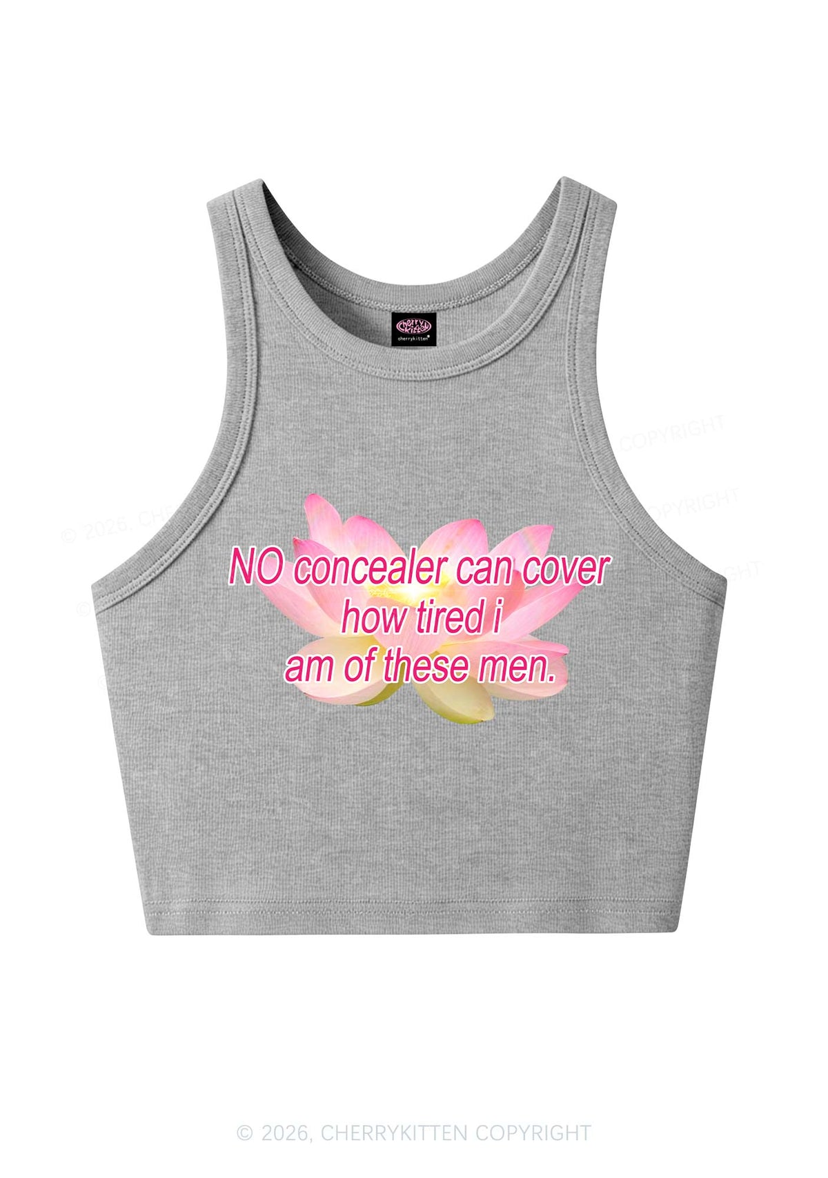No Concealer Can Cover Men Y2K Crop Tank Top Cherrykitten