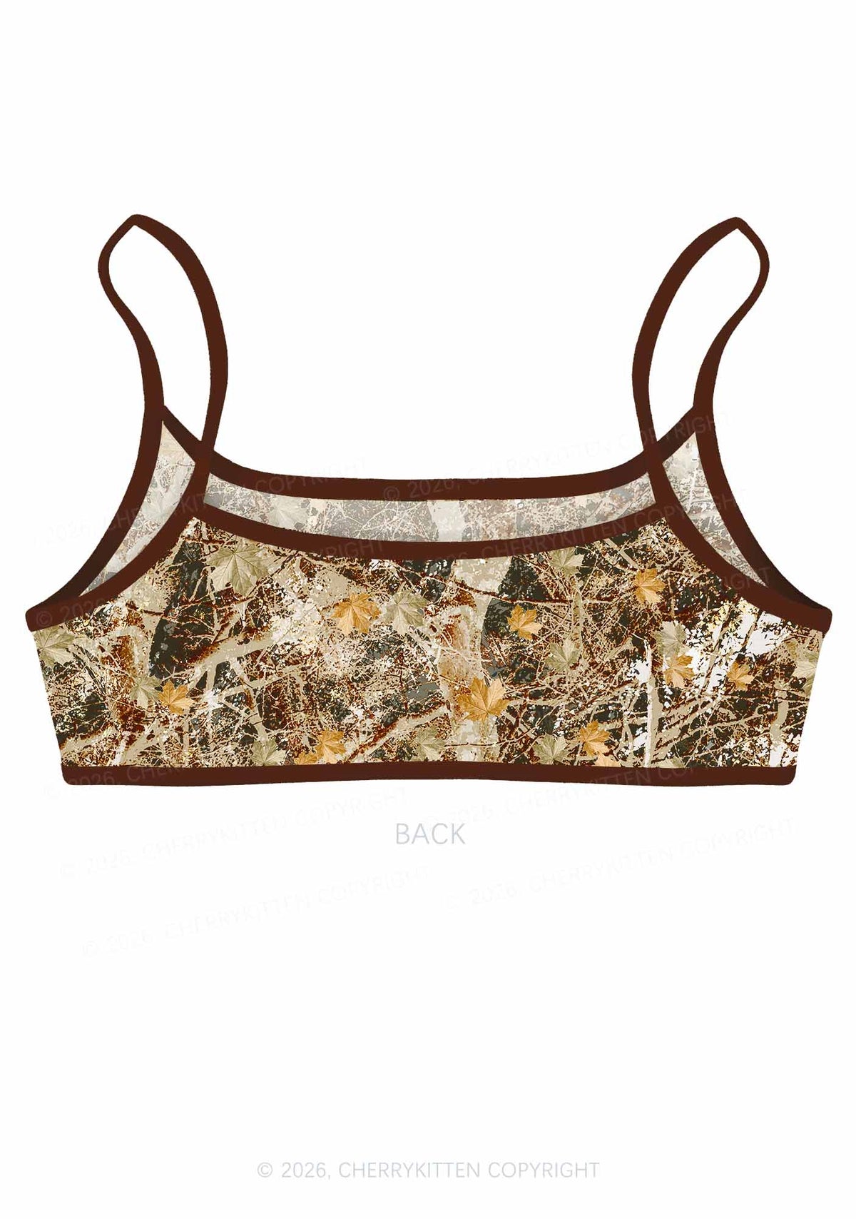 Maple Leaf Camouflage Y2K Print Super Crop Cami Cherrykitten