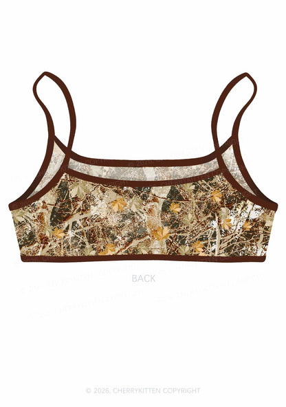 Maple Leaf Camouflage Y2K Print Super Crop Cami Cherrykitten