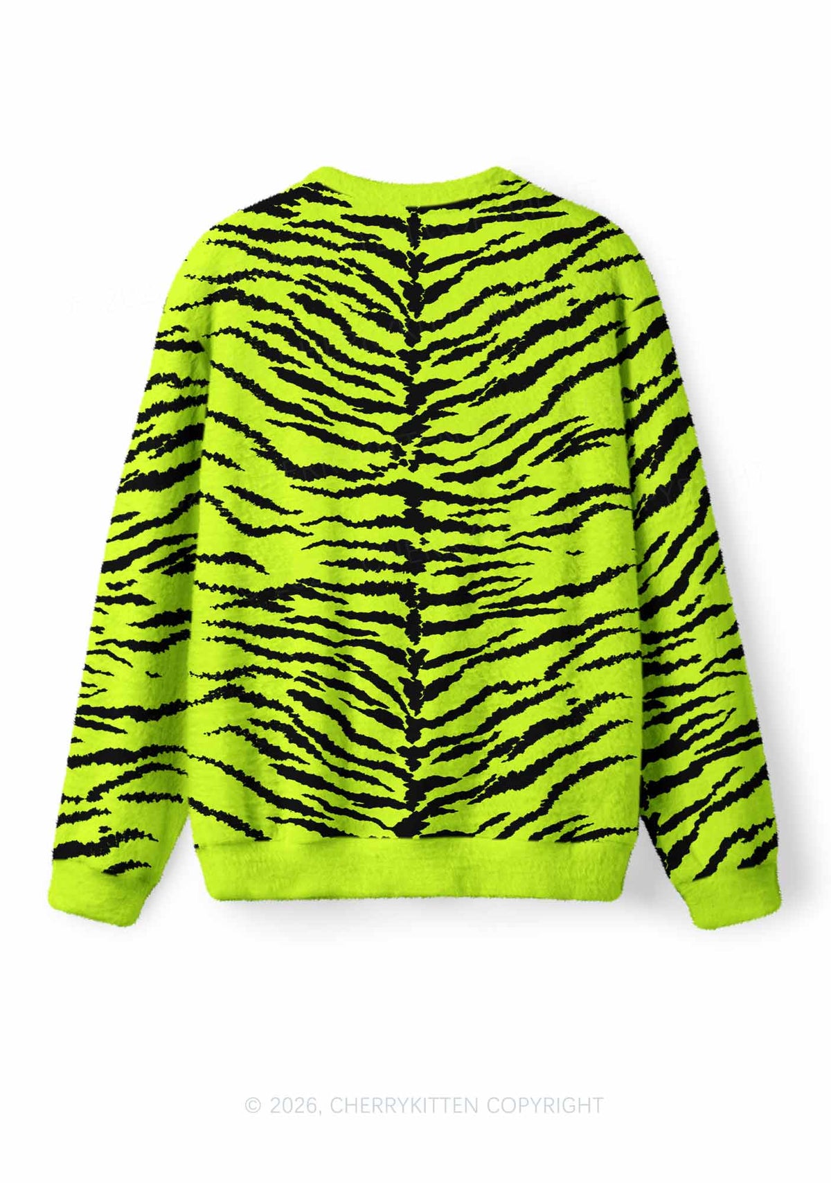 Green Zebra Y2K Knit Sweatshirt Cherrykitten