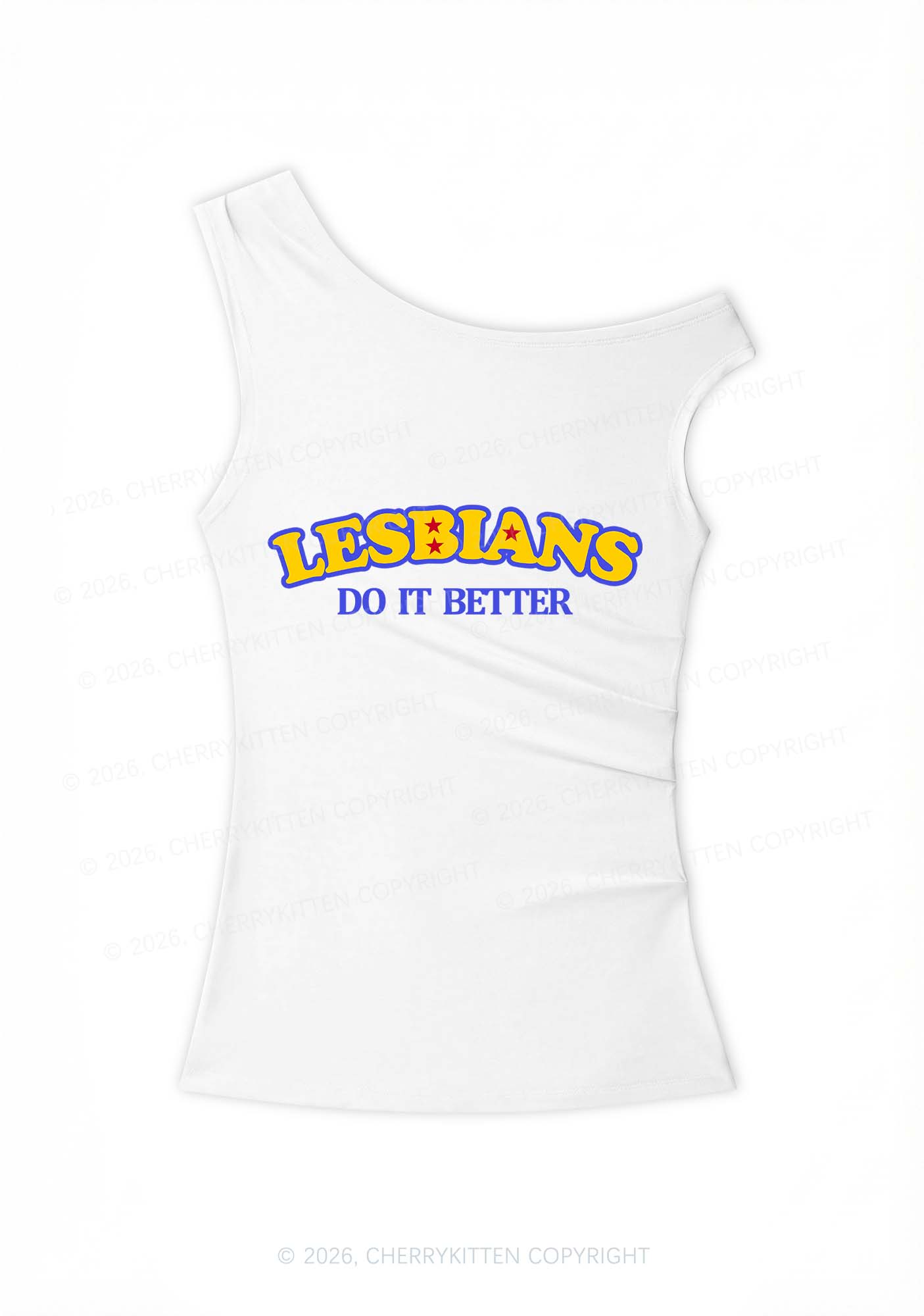 Lesbians Do It Better Pride Y2K Off Shoulder Tank Top Cherrykitten