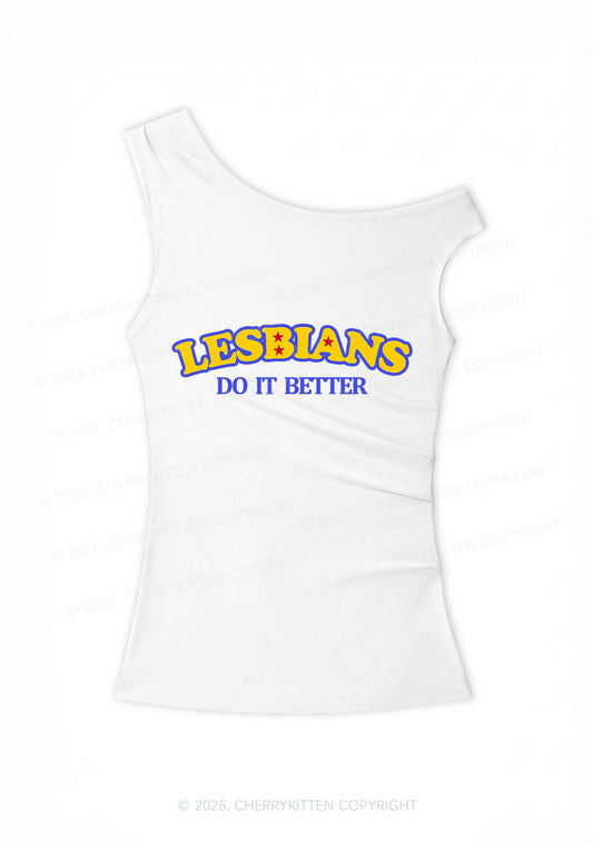 Lesbians Do It Better Pride Y2K Off Shoulder Tank Top Cherrykitten