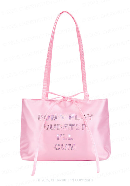 Rhinestone Dont Play Dubstep Y2K Satin Bags Cherrykitten