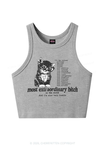Most Extraordinary Bxxch Cat Y2K Crop Tank Top Cherrykitten
