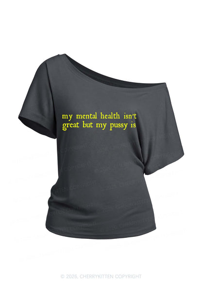 Great Mental Health Y2K Off Shoulder Tee Cherrykitten