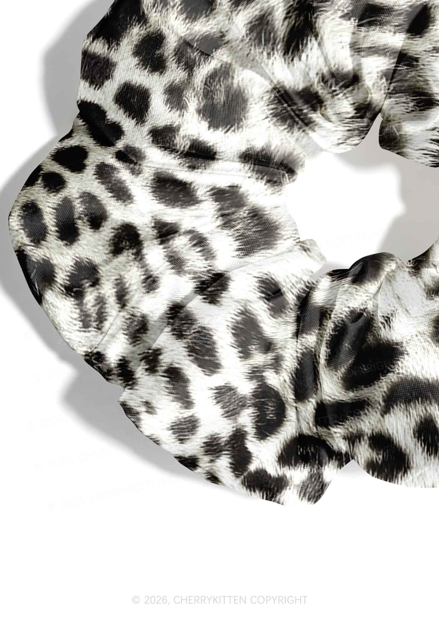 Snow Leopard Y2K Hair Scrunchie Cherrykitten