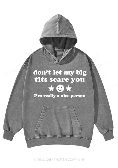 Dont Let My Big Txts Scare You Y2K Washed Hoodie Cherrykitten