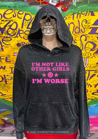 I'm Worse Y2K Washed Hoodie Cherrykitten