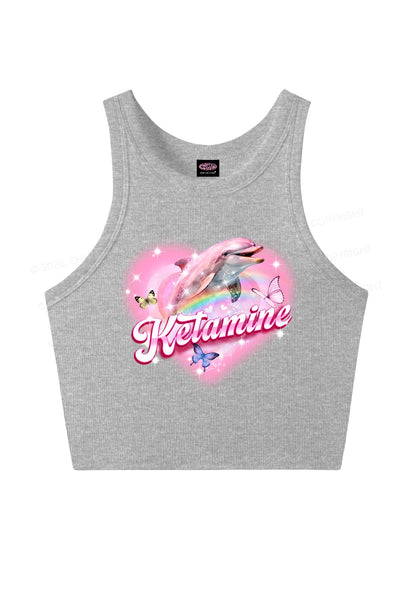 Pink K Dolphin Y2K Crop Tank Top Cherrykitten