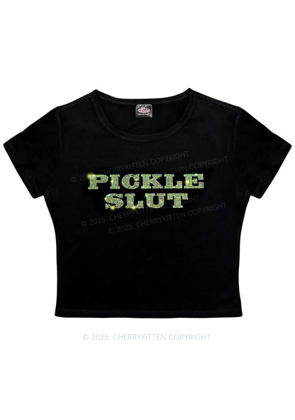 Rhinestone Pickle Slxt Y2K Baby Tee Cherrykitten