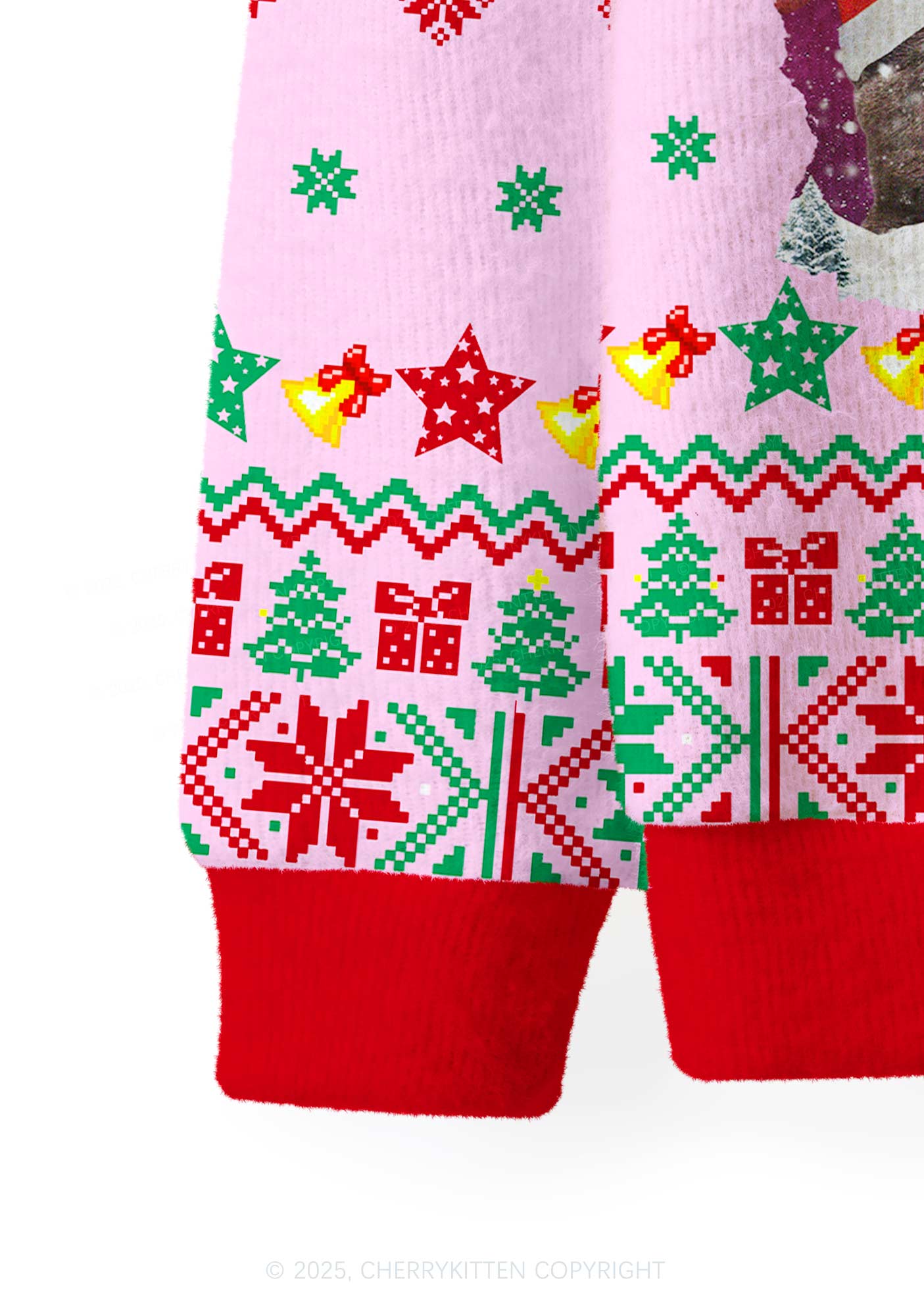 Cats Gift Y2K Christmas Cardigan Knit Sweatshirt Cherrykitten