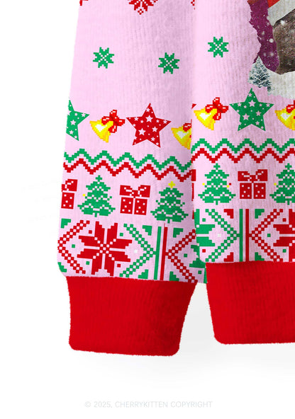 Cats Gift Y2K Christmas Cardigan Knit Sweatshirt Cherrykitten