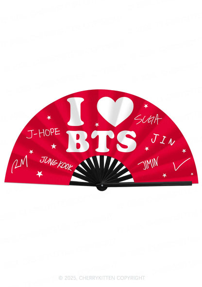 I Love Kpop Y2K Rave Hand Fan Cherrykitten