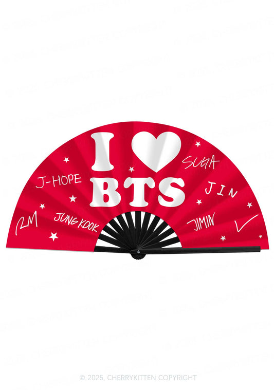I Love Kpop Y2K Rave Hand Fan Cherrykitten