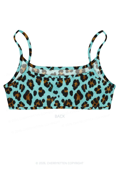 Mint Green Leopard Y2K Print Super Crop Cami Cherrykitten