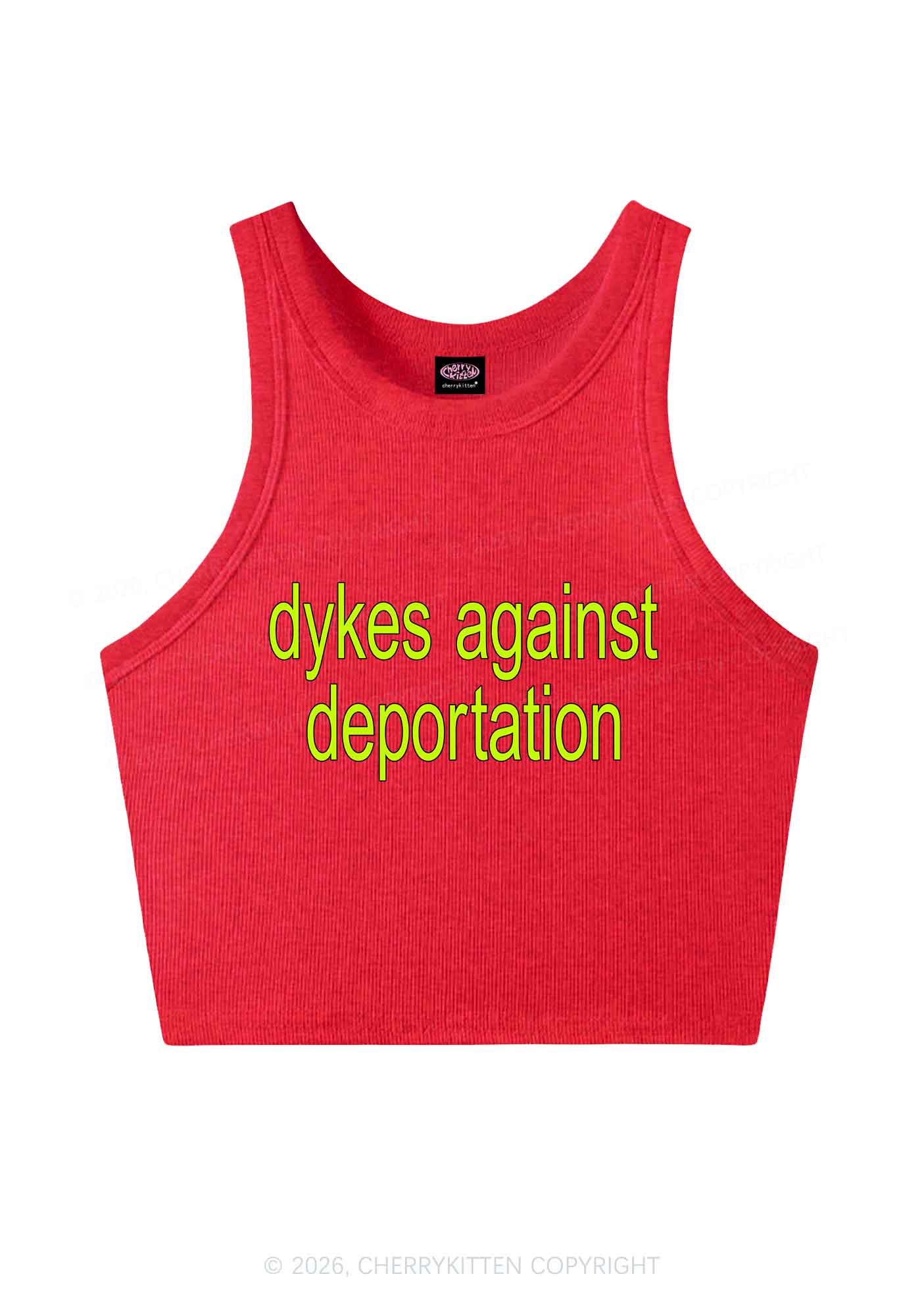 Dykes Against Deportation Pride Y2K Crop Tank Top Cherrykitten