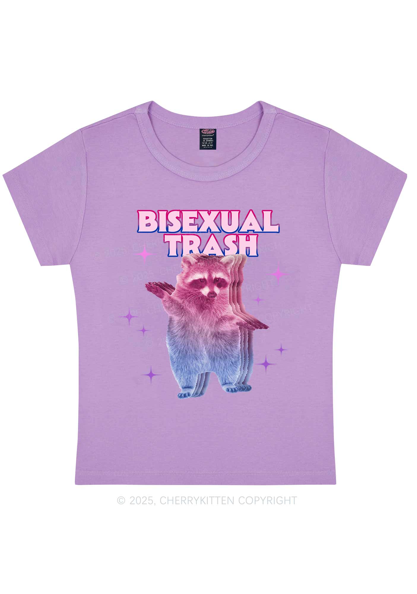 Bisexual Trash Raccoon Pride Y2K Baby Tee Cherrykitten