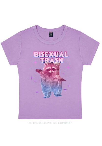 Bisexual Trash Raccoon Pride Y2K Baby Tee Cherrykitten