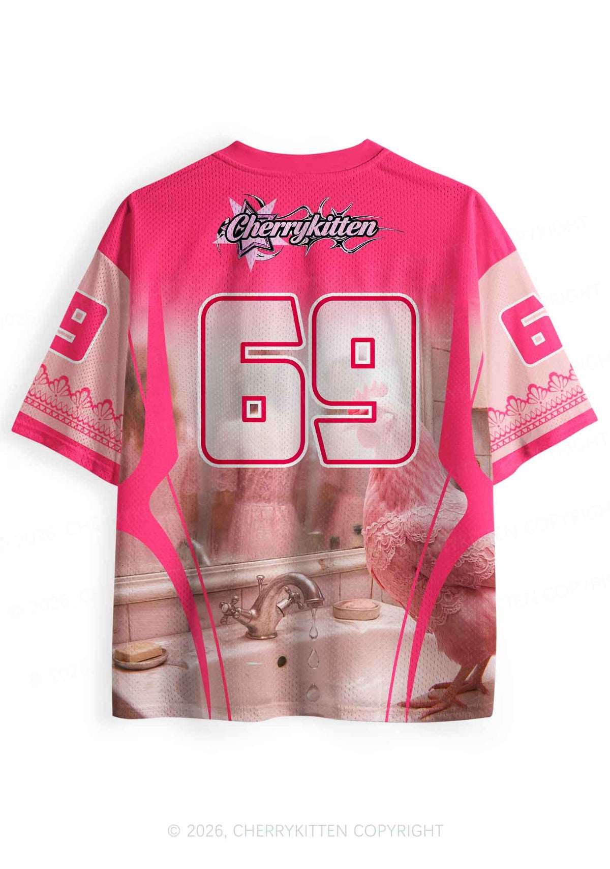 Pink Lace Chicken Y2K Sport Jersey Shirts Cherrykitten