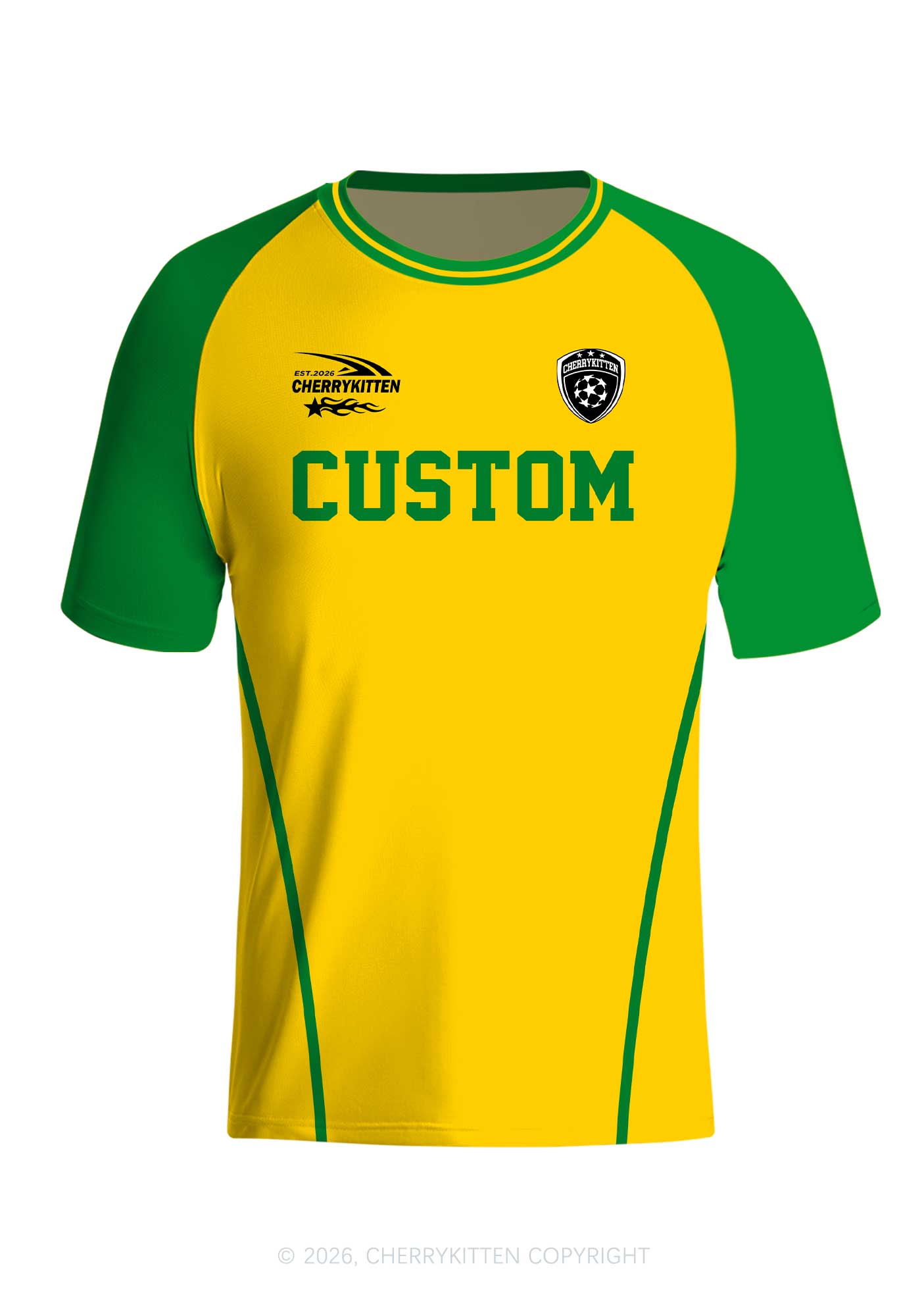 Custom Text Number Yellow Green Y2K Football Jersey Shirts Cherrykitten