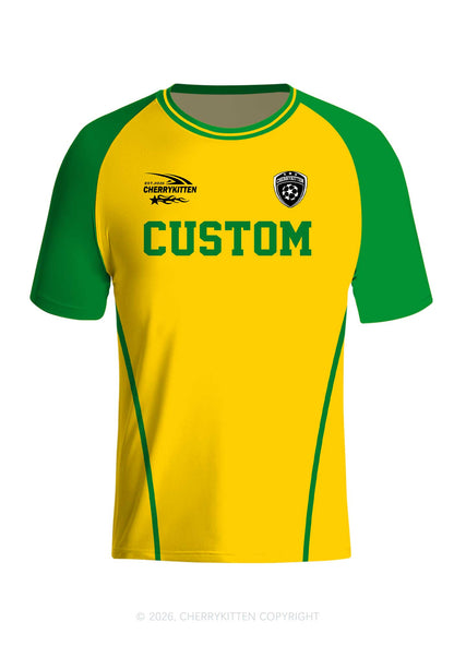 Custom Text Number Yellow Green Y2K Football Jersey Shirts Cherrykitten