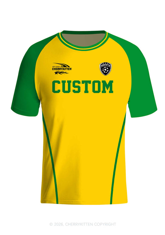 Custom Text Number Yellow Green Y2K Football Jersey Shirts Cherrykitten