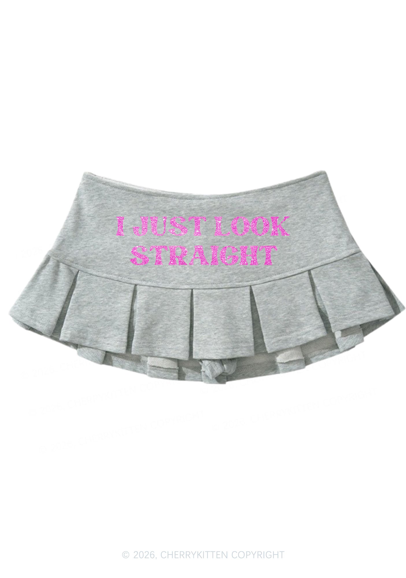 Glitter I Just Look Straight Pride Y2K Mini Pleated Skirts Cherrykitten