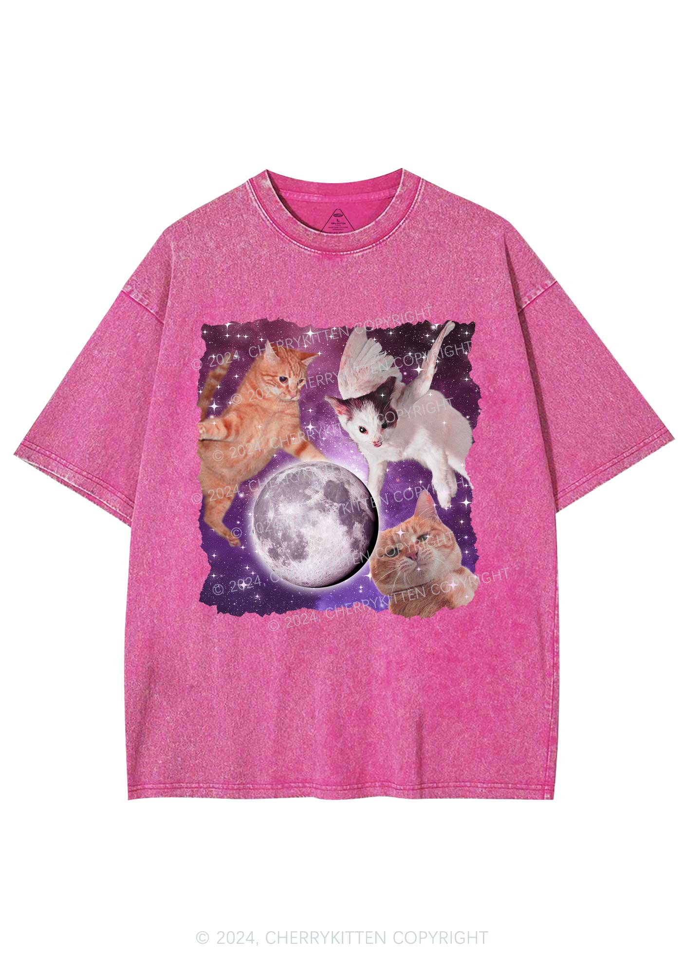 Cats On The Moon Y2K Washed Tee Cherrykitten