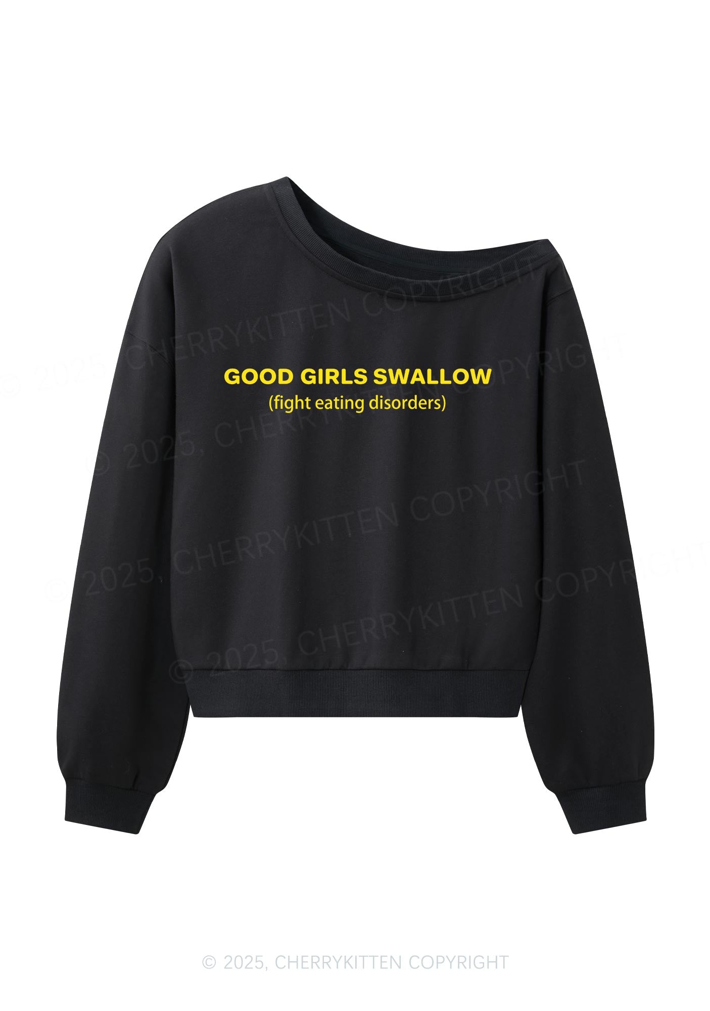 Good Girls Swallow Y2K Off Shoulder Sweatshirts Cherrykitten