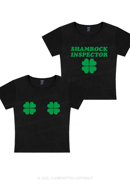 Shamrock Inspector Two Sides St Patricks Y2K Baby Tee Cherrykitten