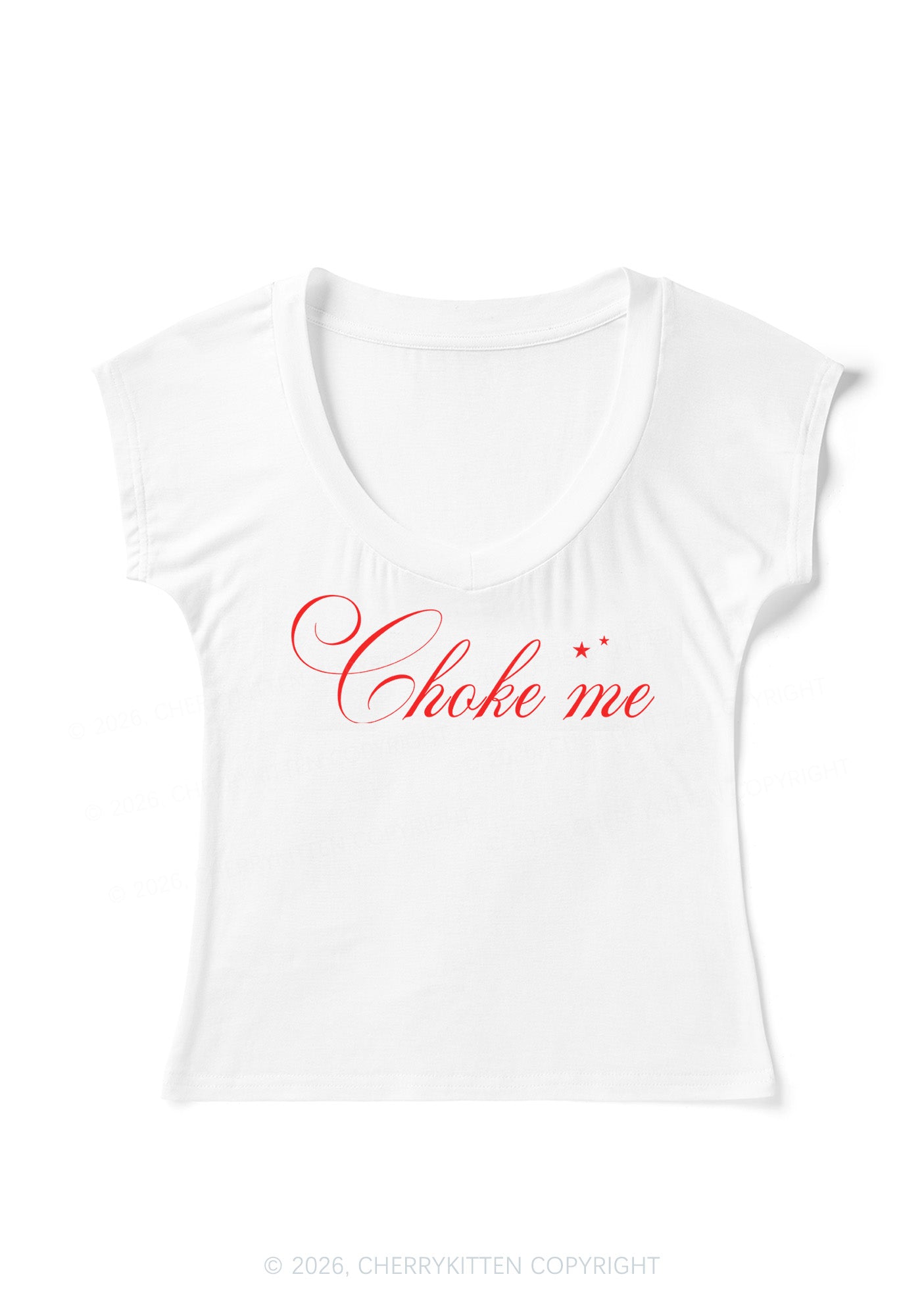 Choke Me Y2K V Neck T Shirts Cherrykitten