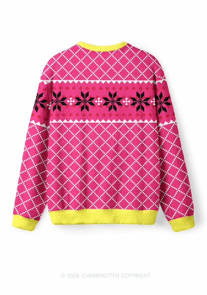 Pink Slxt Y2K Christmas Knit Sweatshirt Cherrykitten