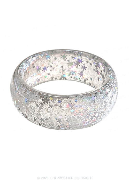 Glitter Snow Sequins Y2K Cuff Bangle Cherrykitten