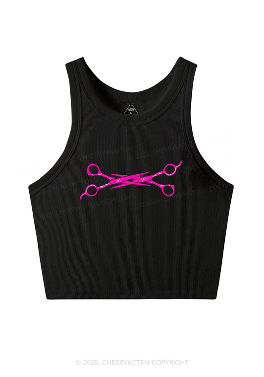 Pink Scissor Y2K Crop Tank Top Cherrykitten