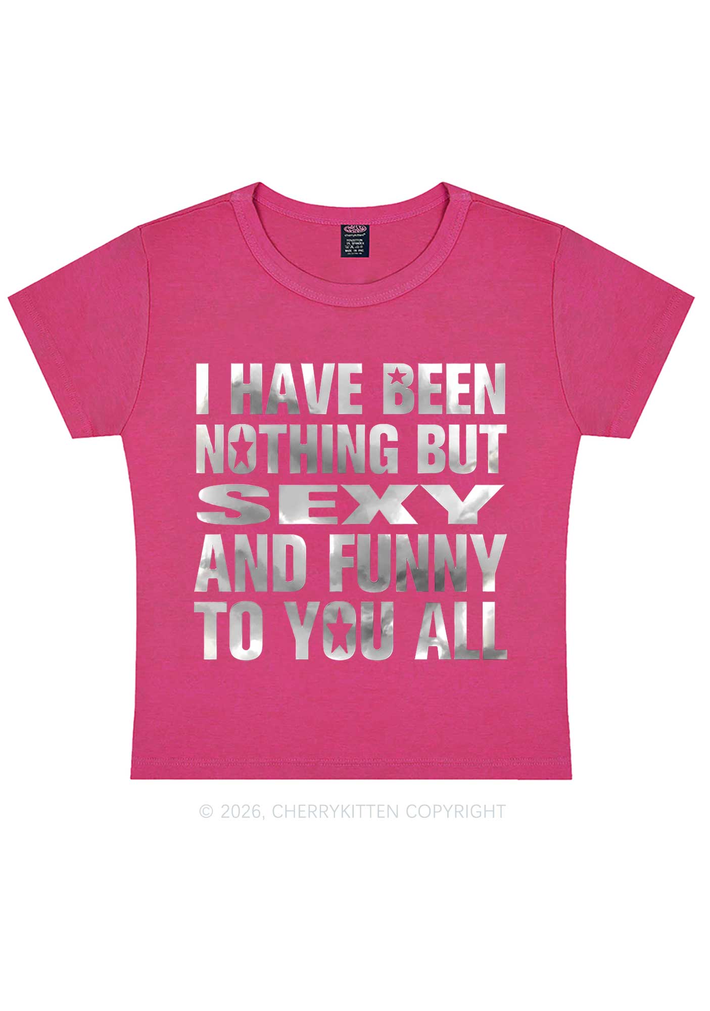 I Have Been Nothing Silver Foil Printed Y2K Baby Tee Cherrykitten