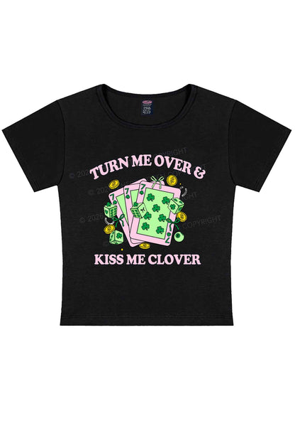 Kiss Me Clover Cards St Patricks Y2K Baby Tee Cherrykitten